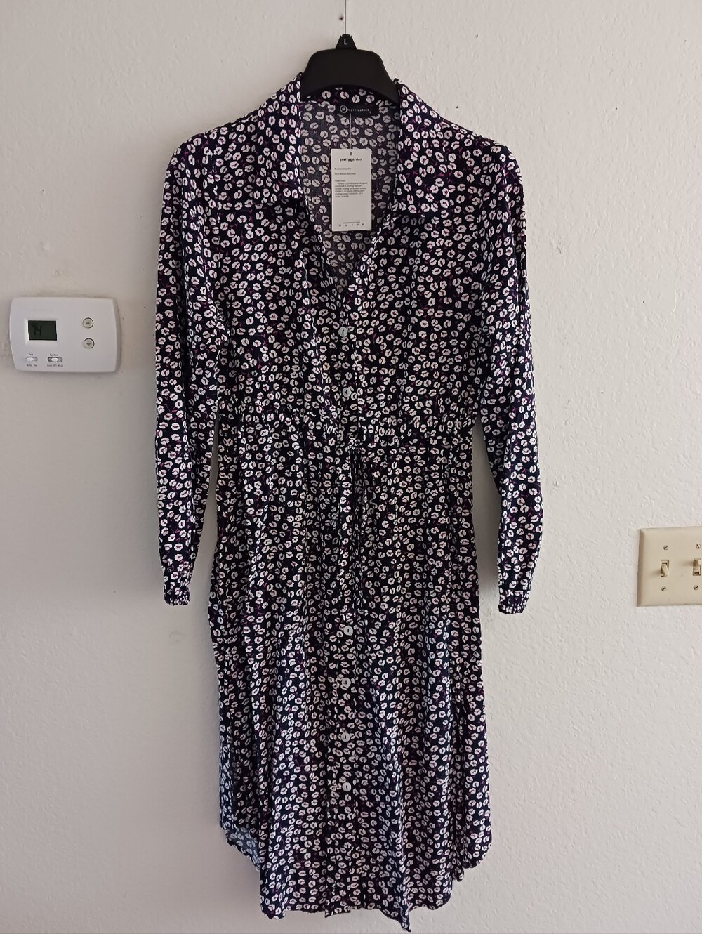 Women's Long‎ Sleeve Cinch Waist Midi Shirtdress